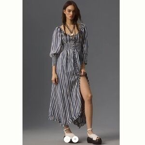 By Anthropologie Long-Sleeve Sweetheart Midi Dress